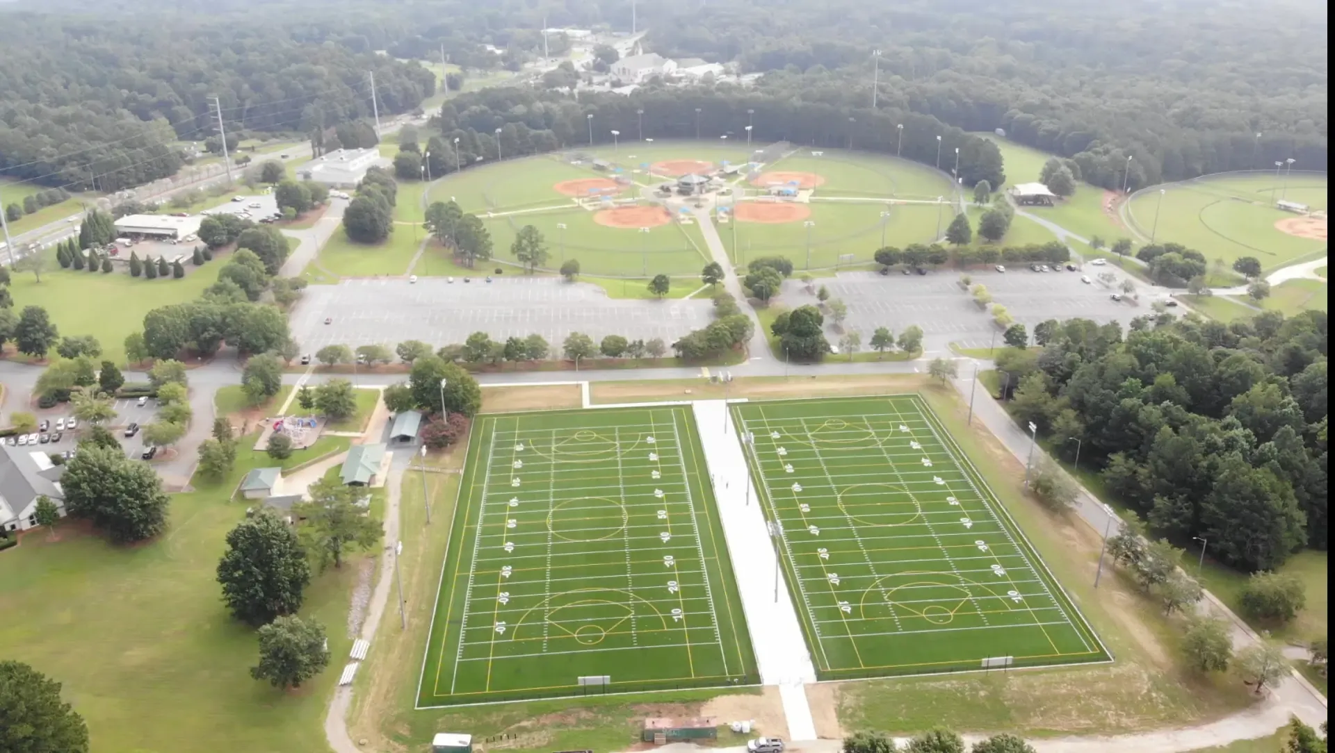Aerial Photo of Lost Mountain Park's Multi-Use Fields by Capital Sports Construction