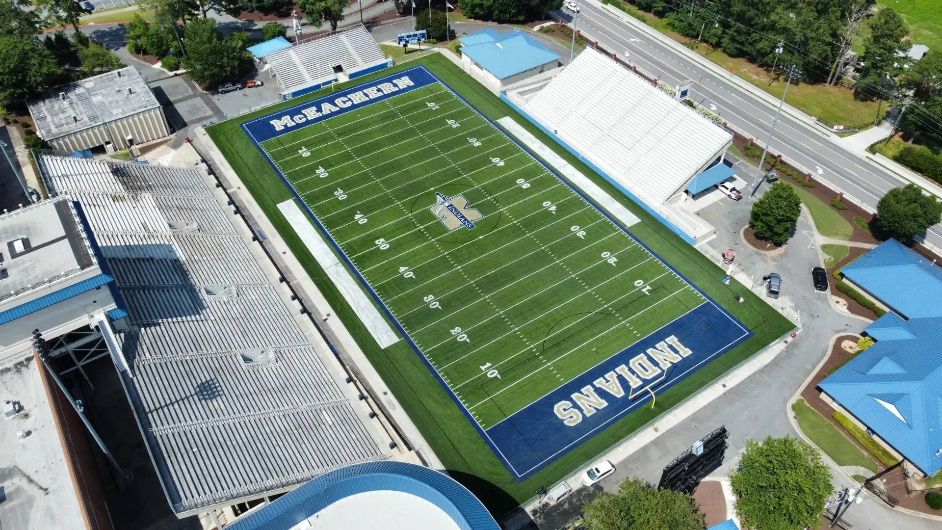 Aerial Photo of McEachern High School's Stadium Field by Capital Sports Construction