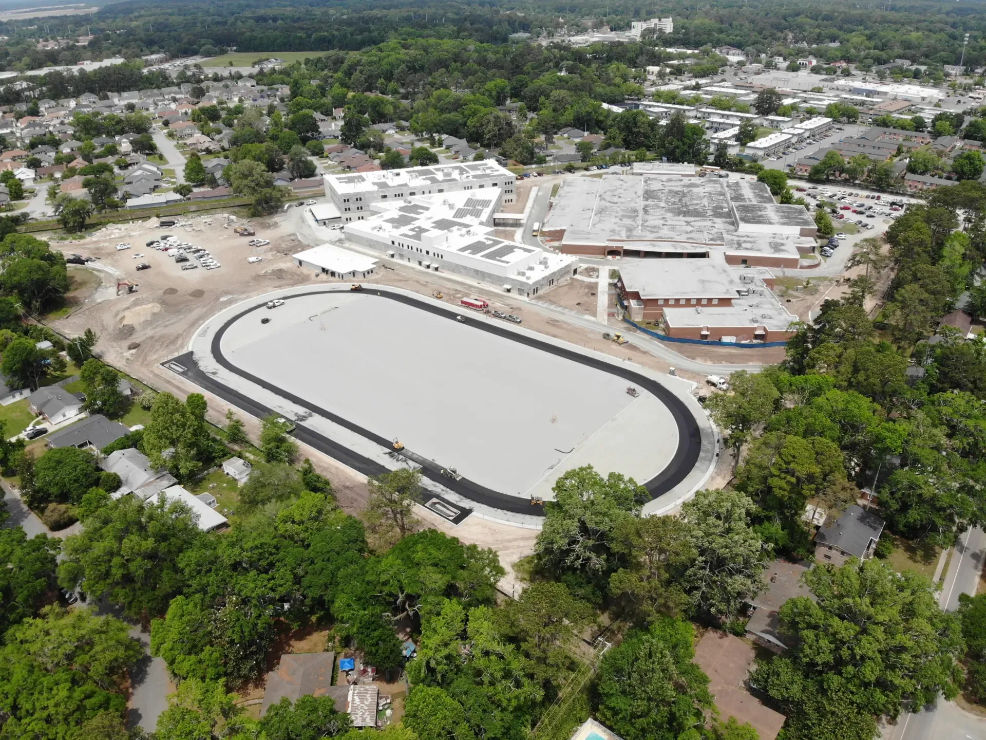 Aerial Photo of Stone Work at Windsor Forest High School